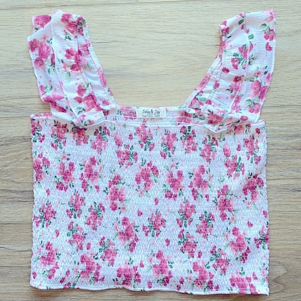 BNWOT Jolie&Joy Pink & White Floral Tank Top New